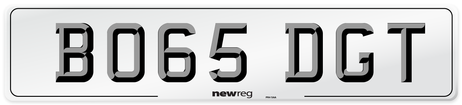 BO65 DGT Number Plate from New Reg